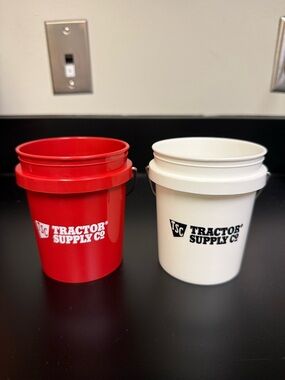 Tractor Supply Co. Red and White Mini Buckets - Set of 2